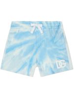 Dolce & Gabbana Kids short en coton à imprimé tie-dye - Bleu