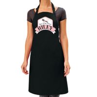 Queen of the kitchen Riley keukenschort/ barbecue schort zwart voor dames   -