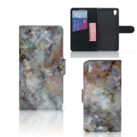 Sony Xperia Z2 Bookcase Marmer Grijs