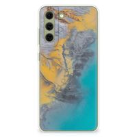 Samsung Galaxy S21FE TPU Siliconen Hoesje Marble Blue Gold