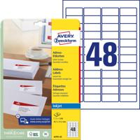 Avery-Zweckform Adresetiketten J4791-25 (N/A ),Wit, Rechthoek, Afgeronde hoeken, 1200 stuk(s), Permanent hechtend - thumbnail