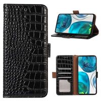 Crocodile Series Motorola Moto E22/E22i Wallet Leren Hoesje met RFID - Zwart