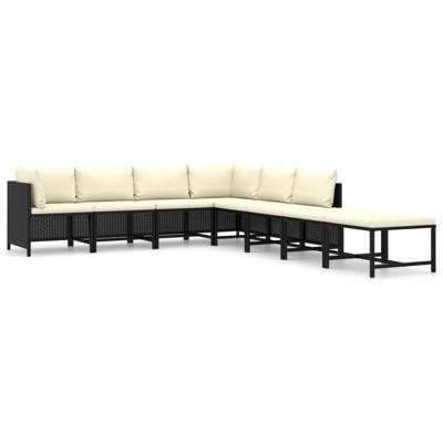 vidaXL 8-delige Loungeset met kussens poly rattan zwart vidaXL 8-delige Loungeset met kussens poly rattan zwart