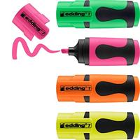 edding 7 mini highlighter set - neon-kleuren - 4 highlightermarkers - beitelpunt 1-3 mm - highlighter klein in trendy kleuren - voor bullet journal, school, universiteit of kantoor