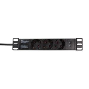 LogiLink PDU3B01 10 inch Stekkerdoos voor patchkast Aluminium profiel Zilver, Zwart