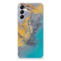 Samsung Galaxy A14 5G TPU Siliconen Hoesje Marble Blue Gold - thumbnail