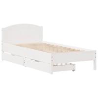 vidaXL Bedframe met hoofdbord massief grenenhout wit 90x200 cm, bed, bed ombouw, eenpersoonsbed, bedbodem, slaapkamermeubel, 1 persoonsbed