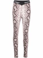 Philipp Plein legging à imprimé peau de serpent - Marron