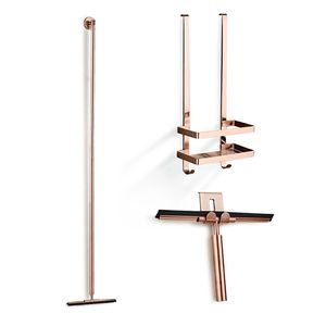 Saniclear Copper douche accessoiresset met wissers en shampoohouder geborsteld koper