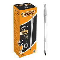 BIC Cristal Shine Balpennen Medium Punt (1,0 mm) - Zwarte Inkt en Zilveren Lichaam, Doos van 20 Stuks
