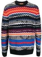 Missoni zigzag-pattern drop-shoulder jumper - Bleu - thumbnail