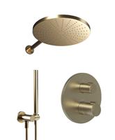 Blaufoss Smartbox Round thermostatische kraan Inbouw regendoucheset met regendouchekop 30 cm brushed champagne gold - thumbnail