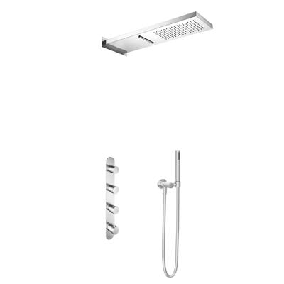 Regendoucheset Inbouw Hotbath Buddy Get Together Vierkant Glans Chroom Thermostaatkraan 4 Greeps Handdouche en Waterval