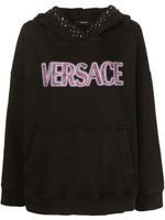 Versace hoodie à ornements de clous - Noir - thumbnail