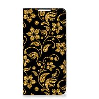 Samsung Galaxy S22 Smart Cover Gouden Bloemen - thumbnail