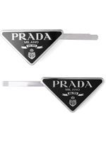 Prada lot de deux barrettes à logo triangle - Noir - thumbnail