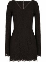 Dolce & Gabbana robe courte en dentelle à manches longues - Noir