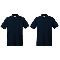 2-Pack maat 2XL donkerblauw poloshirt premium van katoen voor heren - thumbnail