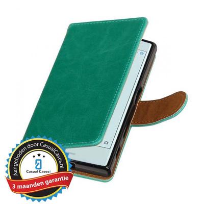 Bookwallet lederlook hoes Sony Xperia X Compact groen Bookwallet lederlook hoes Sony Xperia X Compact groen