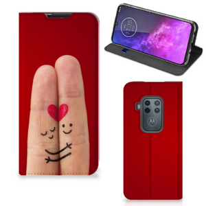 Motorola One Zoom Hippe Standcase Liefde - Origineel Romantisch Cadeau