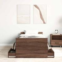 vidaXL Bedframe met hoofd- en voeteneinde bruin eikenkleurig 75x190 cm, bed, bed ombouw, boxspring, bedbodem, slaapkamermeubel, stapelbed