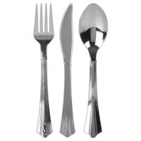 BBQ/verjaardag/camping bestek - 16 personen - stevig kunststof - 17 cm - zilver - herbruikbaar