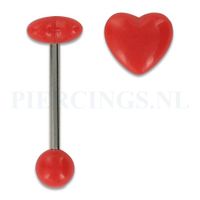 Tongpiercing acryl hart rood