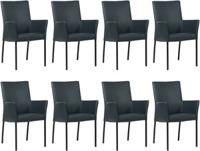 Set van 8 Blauwe leren moderne eetkamerstoelen Comfort - Toledo Leer Marine (blauw leer) - thumbnail