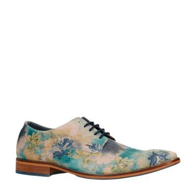Sacha leren veterschoenen bloemenprint