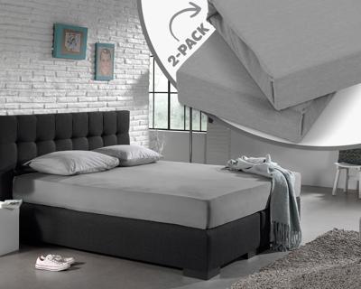 Luna Bedding 2-PACK: Luna Hoeslaken Blended Katoen Kleur: Grijs, 140 x 200 cm