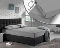 Luna Bedding 2-PACK: Luna Hoeslaken Blended Katoen Kleur: Grijs, 140 x 200 cm