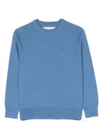 TRUSSARDI JUNIOR pull en maille fine à logo brodé - Bleu