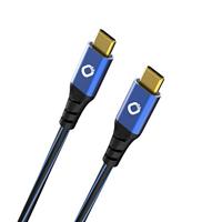 Oehlbach USB Plus CC - USB-kabel voor smartphones 2 x Type C 3.1 - PVC mantel - OFC, blauw/zwart - 50cm
