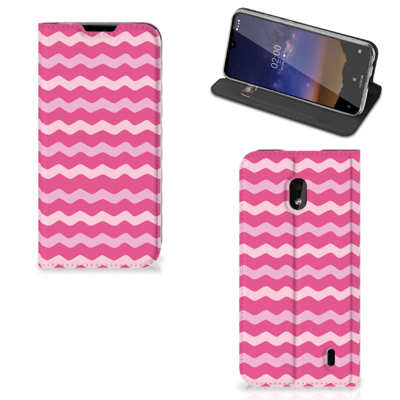 Nokia 2.2 Hoesje met Magneet Waves Pink Nokia 2.2 Hoesje met Magneet Waves Pink