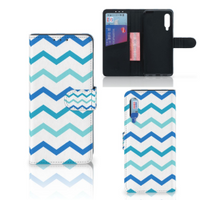 Xiaomi Mi 9 Telefoon Hoesje Zigzag Blauw - thumbnail