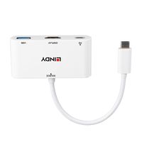 LINDY USB-C Adapter [1x USB-C stekker - 1x HDMI-bus, USB 3.2 Gen 1 bus A (USB 3.0)] 43340 0.18 m - thumbnail