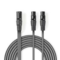 Nedis 1x XLR (m) - 2x XLR (v) audiokabel - 1,5 meter