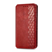 iPhone 16 Plus hoesje - Bookcase - Pasjeshouder - Portemonnee - Diamantpatroon - Kunstleer - Rood