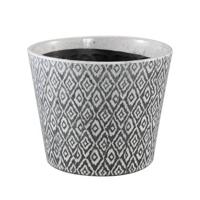 PTMD Beire Black white terracotta pot round ikat print - thumbnail