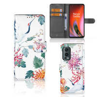 OnePlus Nord 2 5G Telefoonhoesje met Pasjes Bird Flowers - thumbnail