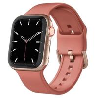 By Qubix - Soft siliconen bandje met gespsluiting - Donker koraal - Compatible met Apple Watch 38mm / 40mm / 41mm / 42mm - Compatible Apple watch