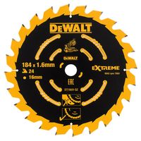 DeWalt Accessoires Cirkelzaagblad 184x16x24t, wisseltand, positief 7°, kerf 1,65mm - DT1669-QZ