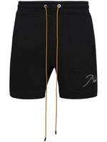 RHUDE short de sport en coton à logo brodé - Noir