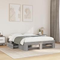 VidaXL Bedframe Bewerkt Hout Grijs Sonoma Eikenkleurig 135x190 cm, Boxspring, Bedbodem, Slaapkamermeubel, Stapelbed, Twijfelaar