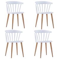 vidaXL Eetkamerstoelen 4 st kunststof staal wit