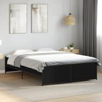 vidaXL Bedframe bewerkt hout metaal zwart 120x190 cm, bed, bed ombouw, twijfelaar bed, bedbodem, slaapkamermeubel, 2 persoonsbed, tweepersoonsbed