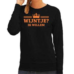 Bellatio Decorations Koningsdag sweater dames - wijntje - zwart - glitters - oranje feestkleding 2XL  -