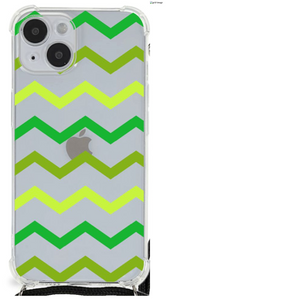 iPhone 14 Plus Doorzichtige Silicone Hoesje Zigzag Groen