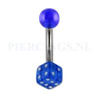 Navelpiercing acryl dobbelsteen blauw - thumbnail