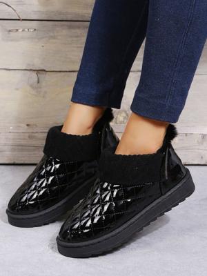 Casual Embossed Knit Panel Snow Booties